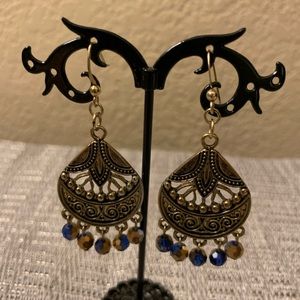 Vintage Gold Tone Dangle Chandelier Earrings